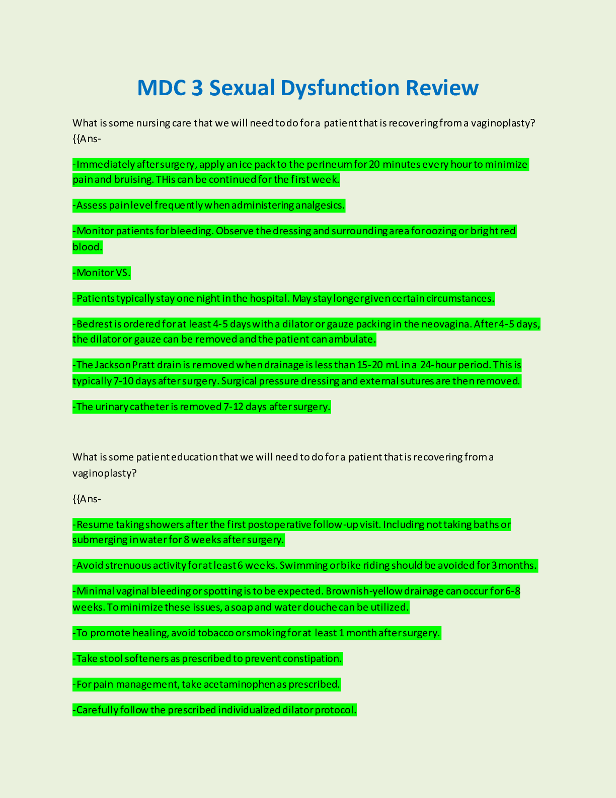 Preview image for NUR2759 Exam: MDC 3 Sexual Dysfunction / Mdc III Exam Review;2021-2022)